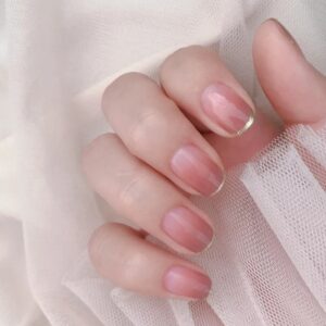 法式渐变裸粉色美甲贴片穿戴甲成品假指甲防水可拆卸指甲贴片甲片