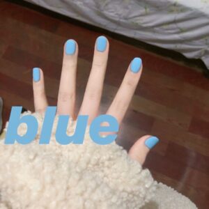 纯色短款baby磨砂蓝穿戴甲成品假指甲美甲贴片指甲贴片防水可拆卸