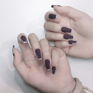 法式磨砂紫网红款穿戴甲成品假指甲美甲贴片指甲贴片防水可拆卸