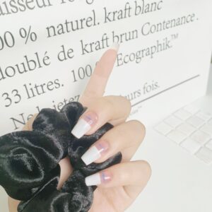 法式灰蓝线穿戴美甲成品假指甲美甲贴片指甲贴片防水可拆卸甲片