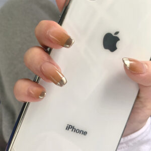 咖啡橙渐变法式穿戴甲成品假指甲美甲贴片指甲贴片防水可拆卸甲片