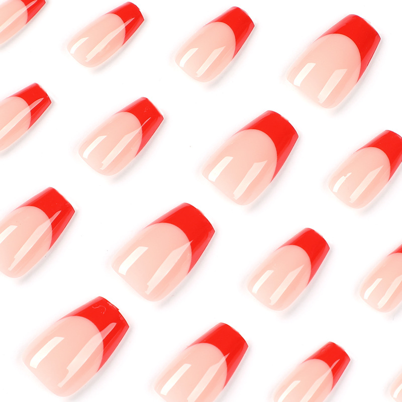 甲片 穿戴甲穿戴甲红边法式简约美甲贴片批发甲片穿戴甲片批发 – Image 3