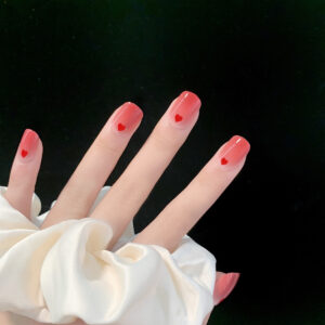 蜜桃红爱心软甲穿戴美甲假指甲美甲贴片指甲贴片可拆卸甲片厂销