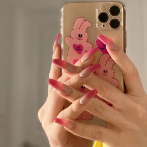 浆果色渐变长芭蕾穿戴美甲成品假指甲美甲贴片指甲贴片可拆卸甲片