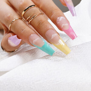 彩虹系列法式绵云朵外贸直供穿戴美甲成品假指甲美甲贴片指甲贴片