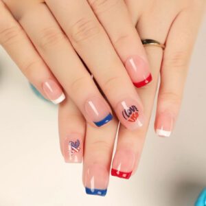 独立日穿戴甲短方甲美甲假指甲跨境外贸指甲贴甲片成品美甲片批发