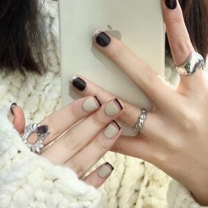 穿戴甲美甲贴片反法式糖豆美甲短款可爱指甲贴片假指甲穿戴甲批发