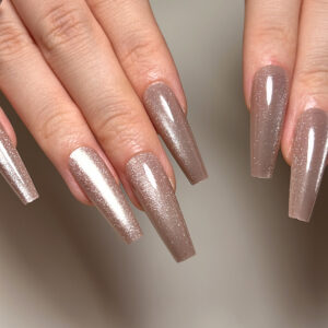 穿戴甲长款浅紫灰色猫眼穿戴甲美甲甲片指甲贴片成品假指甲nails