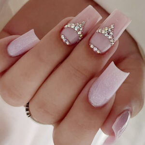 欧美辣妹爆闪穿戴甲纯色闪粉长款美甲假指甲贴片新款成品甲片批发