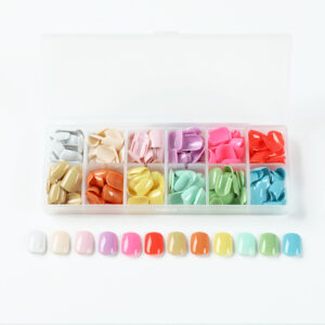 Wear nails solid color 12 colors boxed nail art nail pieces finished fake nail patches wholesale press on nails