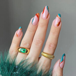 穿戴假甲片穿戴甲 法式多色波浪秋冬穿戴甲美甲穿戴甲批发假指甲