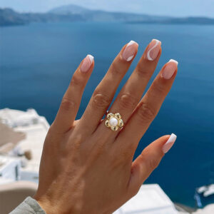 穿戴甲高级简约白色波浪法式穿戴甲指甲贴片批发 press on nails