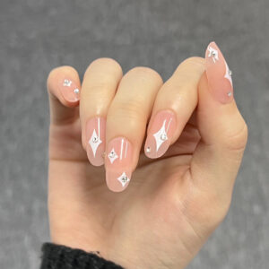 小红书简约纯欲穿戴甲甲片星芒点钻美甲片中圆穿戴式指甲片假指甲