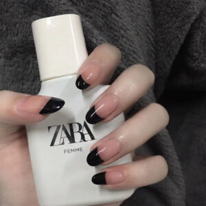 简约裸色黑法式美甲穿戴美甲成品假指甲美甲贴片指甲贴片可拆卸甲