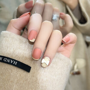 穿戴甲美甲贴片奶油橘显白美甲贴片蝴蝶结指甲贴片穿戴美甲批发