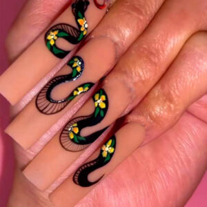 손톱 착용 손톱 도매 서리로 덥은 긴 발레 뱀 작은 꽃 웨어러블 손톱 도매 손톱에 프레스