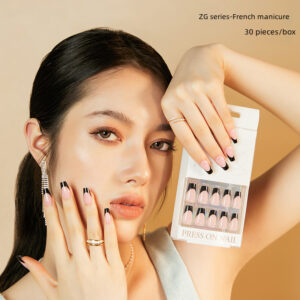 工厂直销黑色白色法式穿戴甲2023年高级平甲美甲店美甲甲片盒装