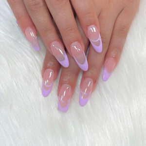 跨境直供淡紫简约双法式穿戴美甲成品假指甲美甲贴片指甲贴片可拆