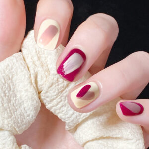 简约ins色块涂鸦玫红色穿戴甲甲片美甲贴片穿戴甲批发指甲贴片