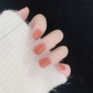 肉桂色裸色短甲美甲贴片指甲贴片假指甲穿戴甲成品可拆卸甲片