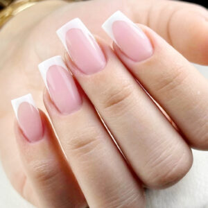 穿戴甲甲片裸粉法式白边假指甲片批发指甲片批发press on nails