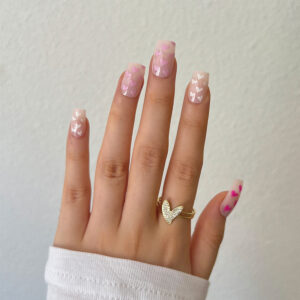 穿戴甲甲片批发白粉紫爱心美甲贴片批发甲片穿戴甲片批发 nails