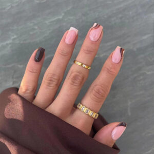 穿戴甲短款简约法式斜边波浪欧美穿戴甲美甲贴片穿戴甲批发假指甲