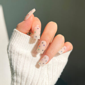 法式裸粉磨砂水钻美甲穿戴款美甲穿戴甲批发美甲贴甲片磨砂甲片