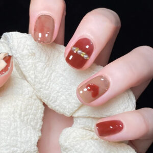 梦回蔷薇红气质穿戴美甲成品假指甲美甲贴片指甲贴片可拆卸指甲片