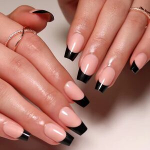 美甲片美甲成品穿戴甲 法式黑边美甲成品假指甲跨境穿戴甲假甲片