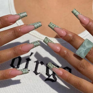 假指甲美甲贴片法式美甲鳄鱼纹理指甲贴片穿戴甲成品false nails