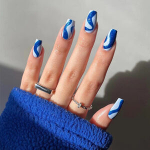 댓글: wear nail short ballet blue glitter wave nail art patches wear nail wholesale wear nail art senior nails