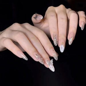 纯欲蝴蝶仙仙子穿戴美甲成品假指甲美甲贴片指甲贴片可拆卸甲片