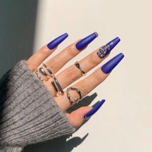 宝蓝色穿戴甲显白美甲满钻系列甲片跨境直供穿戴甲批发甲片批发